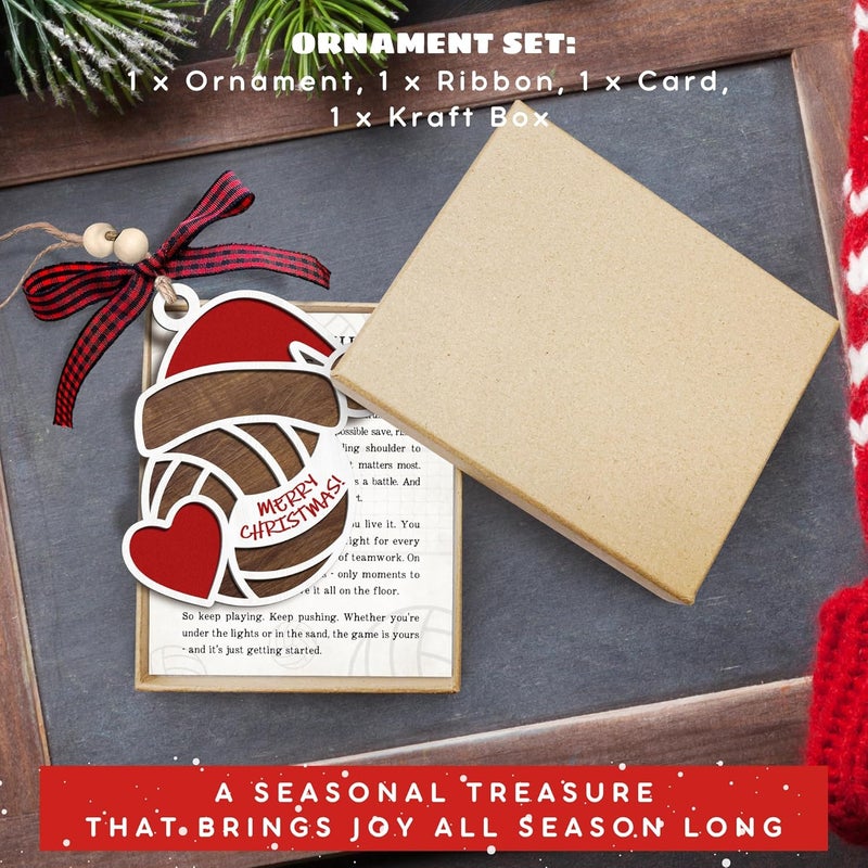SUCHAGIFT Volleyball Ornament - Volleyball Ornaments for Christmas Tree - Sports Ornaments for Boys, Girls, Coaches, Players, Kids, Men - Gifts for Sports Lovers - Wood Christmas Ornament 2025 & Card - Image 4
